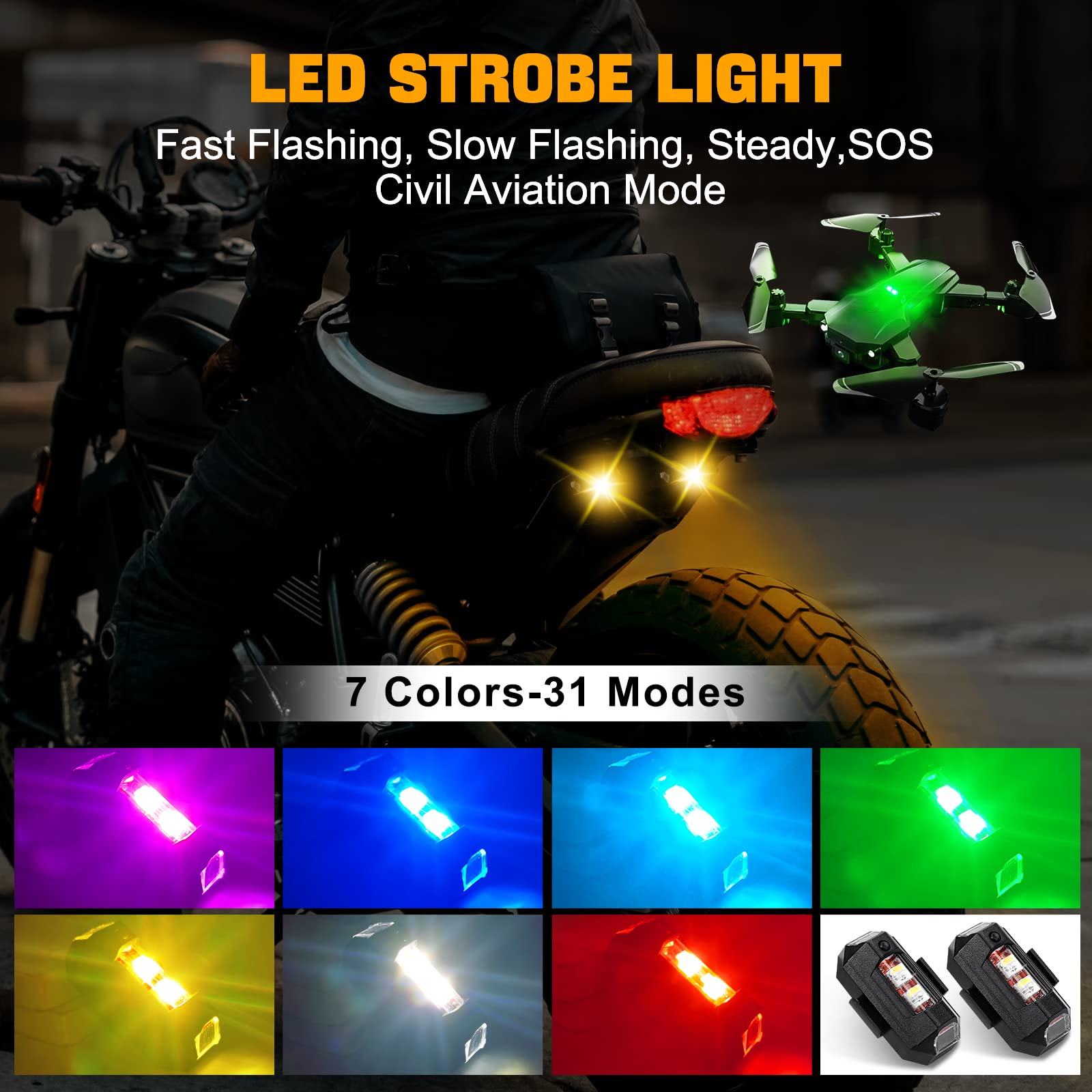 أضواء دراجة نارية الطائرة بدون - مراجعة Drone Led Light وسعره